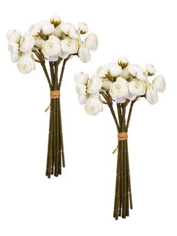 Tayhaa - White & Brown 2 Pieces Daisy Artificial Flower