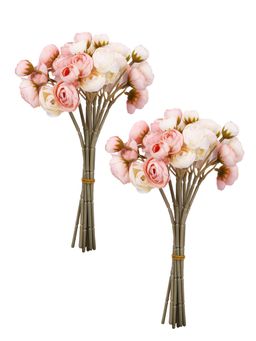 Tayhaa - Pink & Brown 2 Pieces Rose Artificial Flower