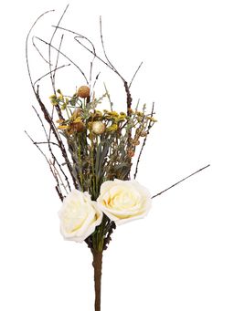 Tayhaa - White & Green Rose Artificial Flower