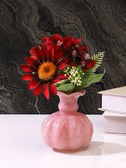 Tayhaa - Red & Green 2 Pieces Gerbera Artificial Flower