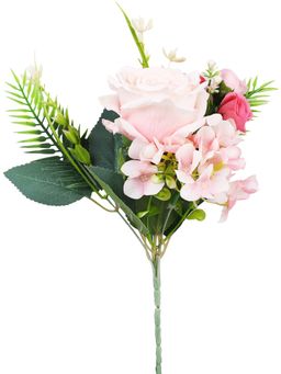 Tayhaa - Pink & Green Rose Artificial Flower