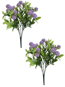 Tayhaa - Purple & Green 2 Pieces Clover Artificial Flower