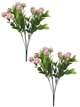 Tayhaa - Peach & Green 2 Pieces Clover Artificial Flowers