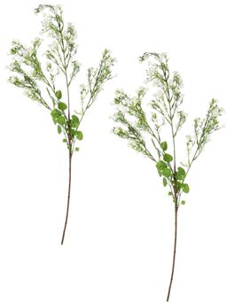 Tayhaa - White & Green 2 Pieces Gypsophilia Babys Breath Stems Artificial Flower