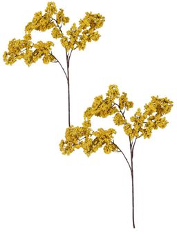 Tayhaa - Yellow & Brown 2 Pieces Blooming Branches Artificial Flower