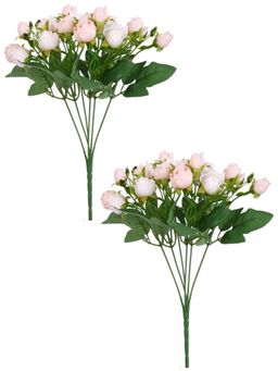 Tayhaa - Peach & Green 2 Pieces Rose Buds Artificial Flower