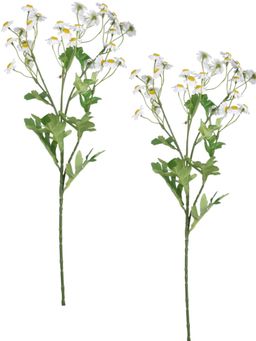 Tayhaa - White and Green 2 Pieces Wildflower Artificial Flowers With Pot