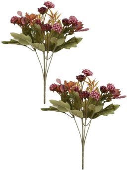 Tayhaa - Burgundy & Green 2 Pieces Mix Berry Bouquet Artificial Flower