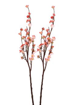 Tayhaa - Pink & Brown 2 Pieces Cherry Blossom Branches Artificial Flower