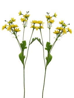 Tayhaa - Yellow & Green 2 Pieces Daisy Blooms Artificial Flower