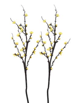 Tayhaa - Yellow & Black 2 Pieces Plum Blossoms Artificial Flowers