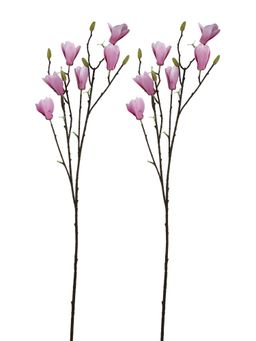 Tayhaa - Pink & Brown 2 Pieces Magnolia Artificial Flowers