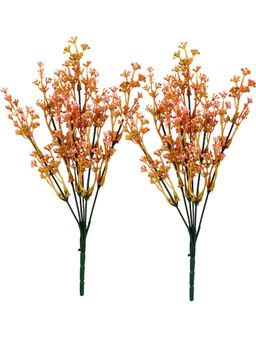 Tayhaa - Orange and Brown 2 Pieces Berry Artificial Flower
