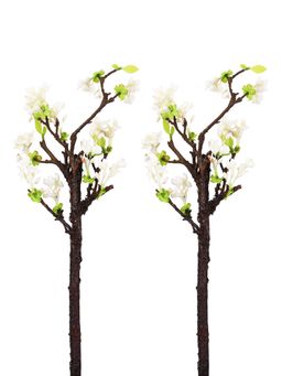 Tayhaa - White and Green 2 Pieces Blossom Bougainvillea Artificial Flower