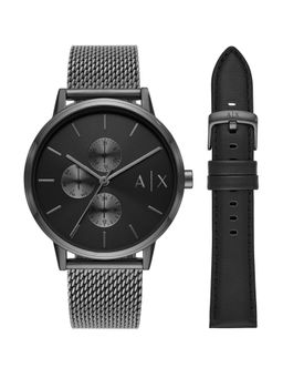 ARMANI EXCHANGE - Gun-Metal Strap Watch Set Ax7129