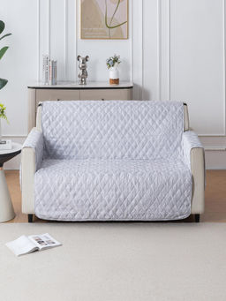 House of Quirk - Anti-Slip Sofa Cover with Pocket Couch Protector - Grey Canvas