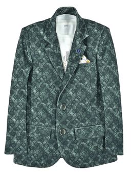 CAVIO - Green Cotton Blend Printed Blazer With T-Shirt