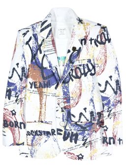 CAVIO - Multi-Color Cotton Blend Printed Blazer With T-Shirt