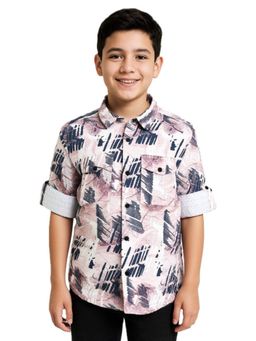 CHARCHIT - Pink Cotton Blend Abstract Shirt