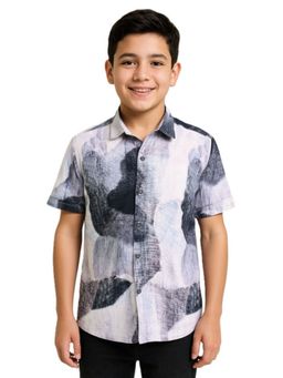 CHARCHIT - Navy Blue Cotton Blend Shirt