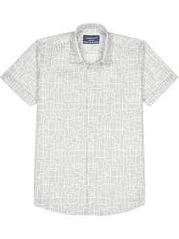 CHARCHIT - Grey Cotton Geometric Shirt