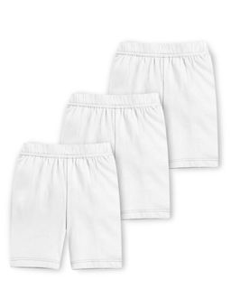 Trampoline - White Cotton Lycra Solid Cycling Shorts (Pack of 3)