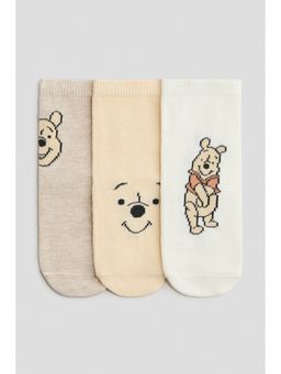 H&M - Unisex White 3-Pack Motif-Detail Socks