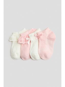H&M - Girls Pink 4-Pack Shaftless Socks