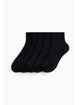 H&M - Women Black 5-Pack Sports Socks With Drymove