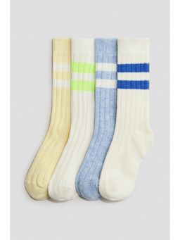 H&M - Unisex Yellow 4-Pack Ribbed Socks