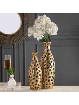 De Maison Decor - Sophia Floral Vase In Raw Gold Finish