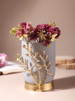 De Maison Decor - Vinlux Glass Vase And Candle Holder In Grey & Gold
