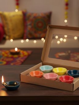 Haus & Kinder - Multicolour Diya (Pack of 6)
