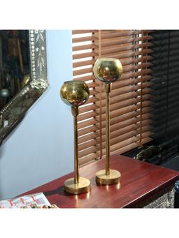 Revive Home - Antique Gold Glass Tealight Holder (Pack of 2)