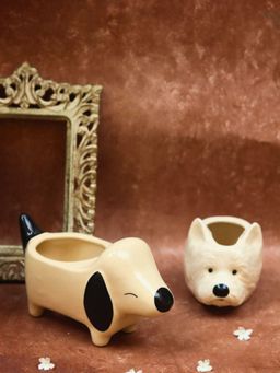 WEAVING HOMES - Cutest Dog Planter & Pomeranian Dog Planter Combo