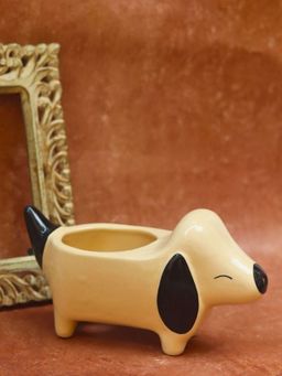 WEAVING HOMES - Cutest Dog Planter With Yellow Color
