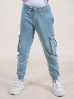 KiddoPanti - Boys Blue Fleece Cargo Joggers