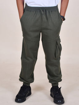 KiddoPanti - Boys Green Cut and Sew Cargo Joggers