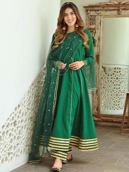 Lavanya The Label - Green Gota Anarkali (Set of 3)