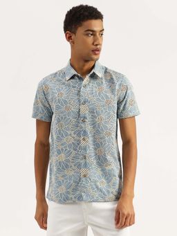United Colors of Benetton - Men Blue Embroidered Casual Shirt
