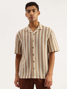 United Colors of Benetton - Men Beige Stripes Casual Shirt