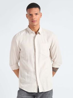Calvin Klein - Men Beige Solid Casual Shirt