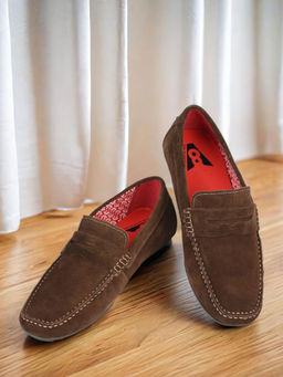 V8 by Ruosh - The Seti Dark Brown Suede Men Casual Loafers