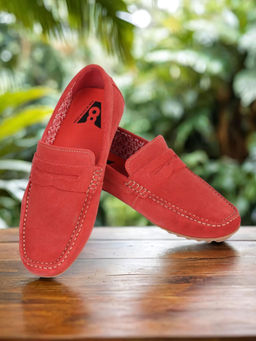 V8 by Ruosh - The Seti Red Suede Men Casual Loafers