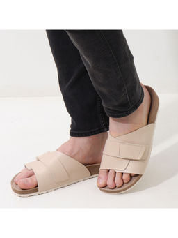 NoStrain - Men Double Layered Cork Sandals - Beige