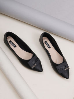 Sherrif Shoes - Embellished Black Slip-On Ballerina