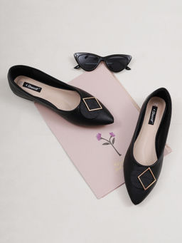 Sherrif Shoes - Embellished Black Slip-On Ballerina