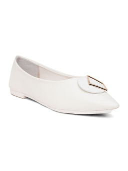 Sherrif Shoes - Embellished White Slip-On Ballerina