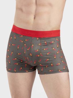 Red Tape - Men's Grey Printed Elasticated Polyester Stretched Trunk