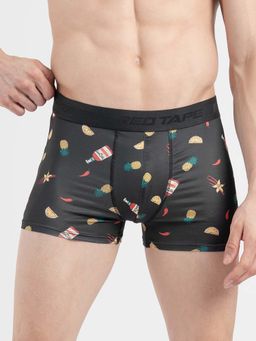 Red Tape - Men's Black Printed Elasticated Polyester Stretched Trunk
